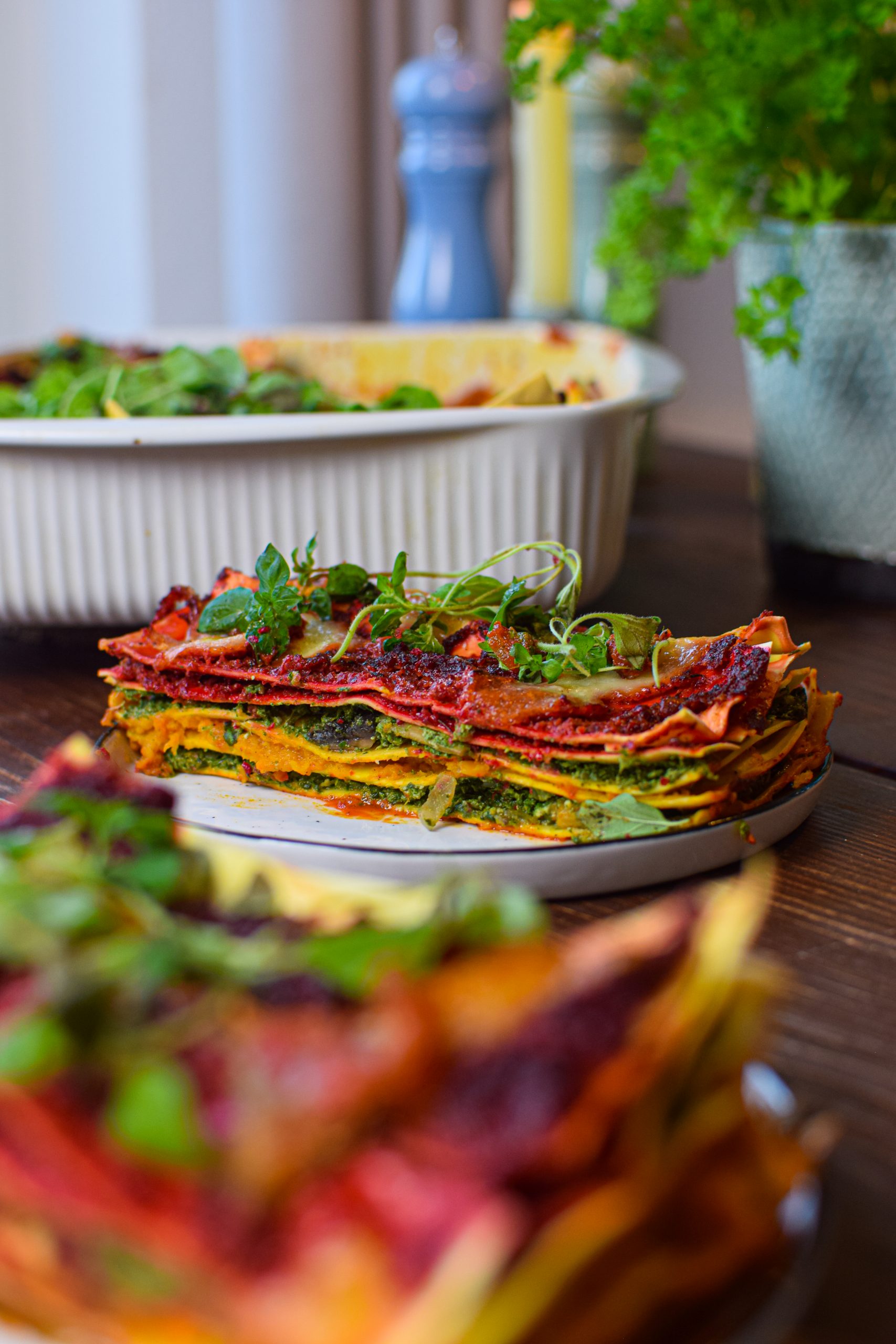 Vegetarisk regnbue lasagne