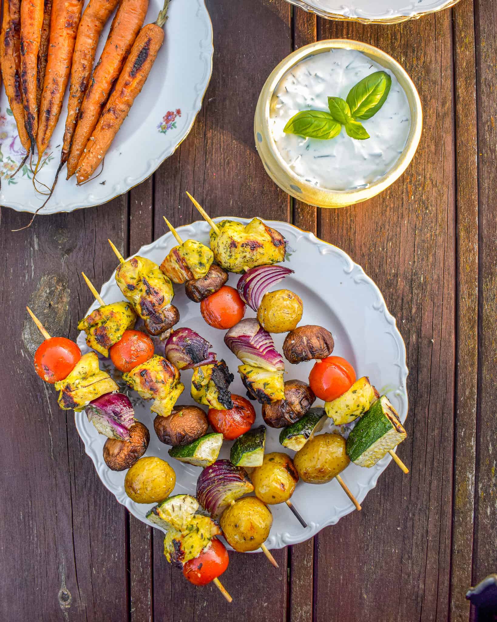Grillspyd med nye kartofler