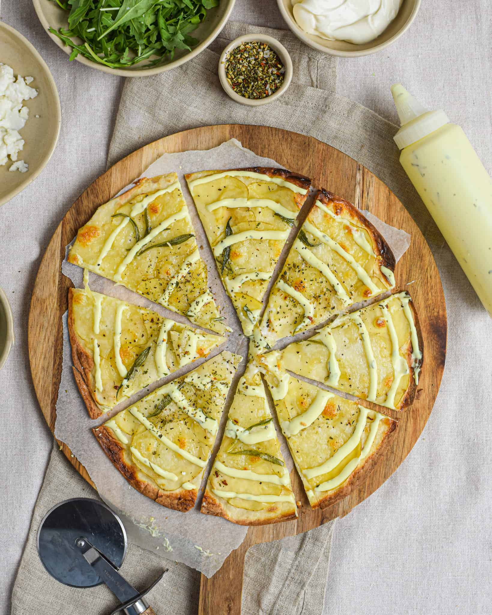 Tortilla pizza med kartoffel