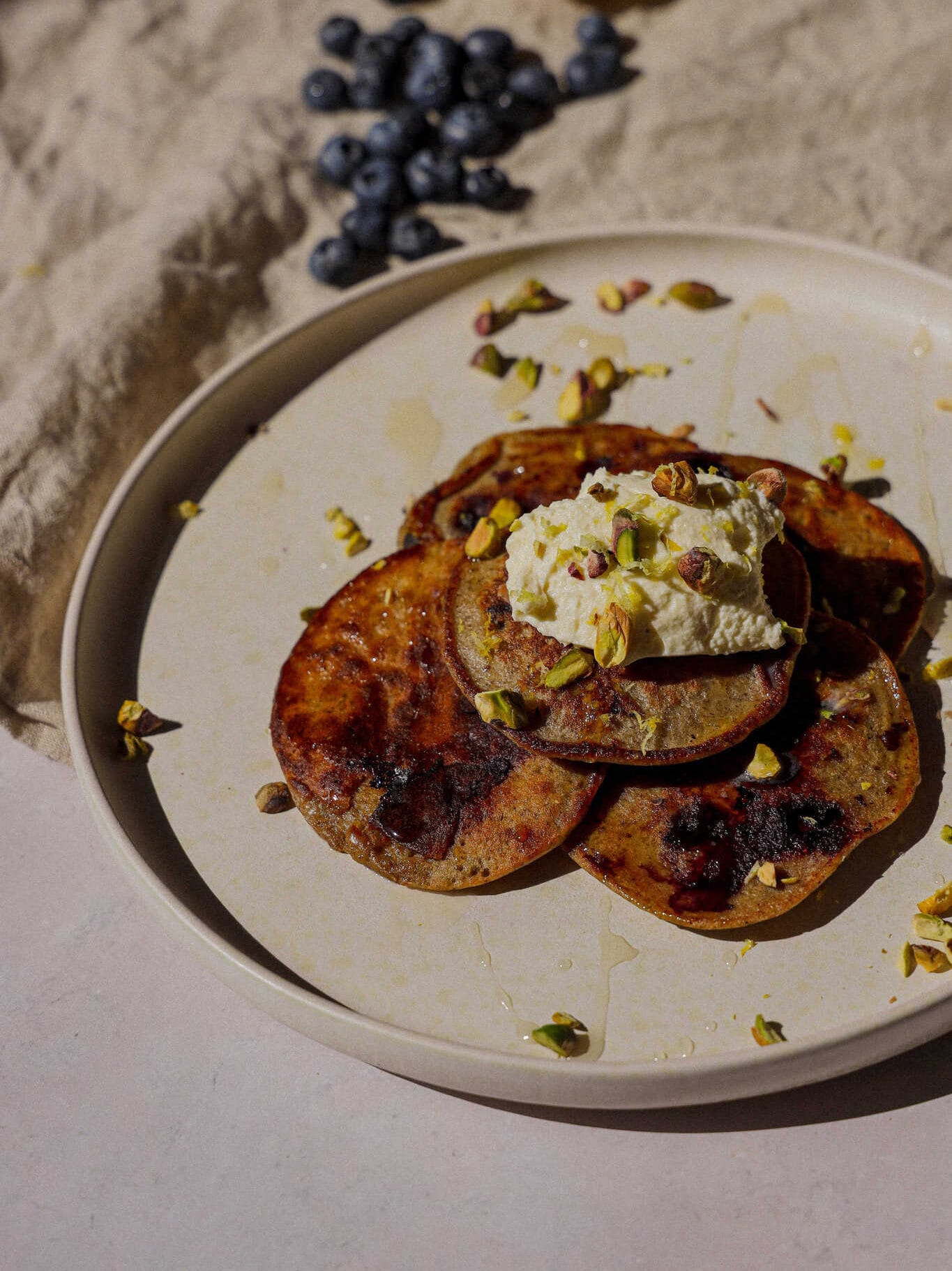 bananpandekager med blåbær