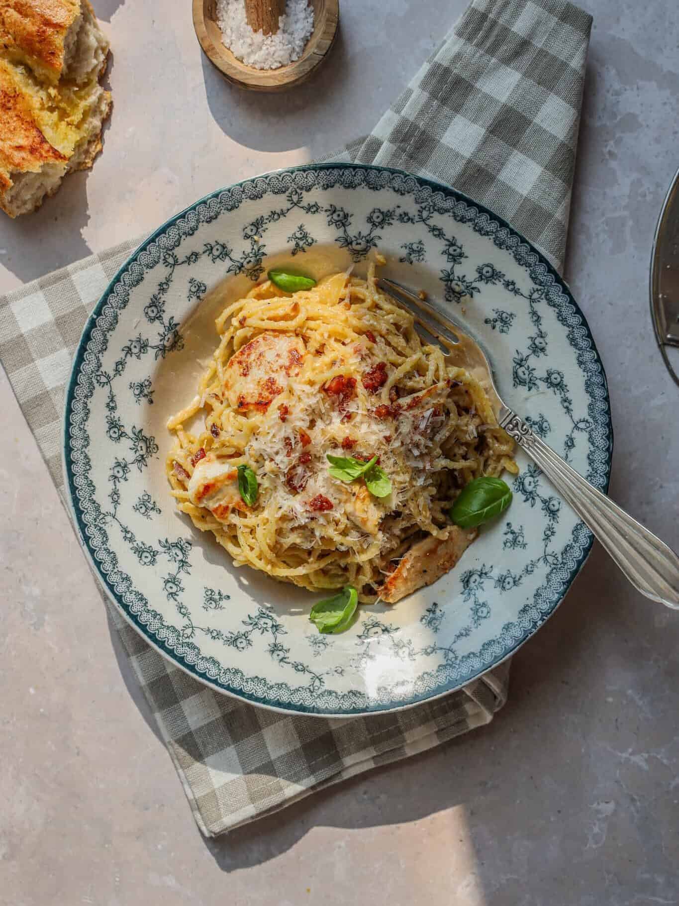 Spaghetti Carbonara med kylling