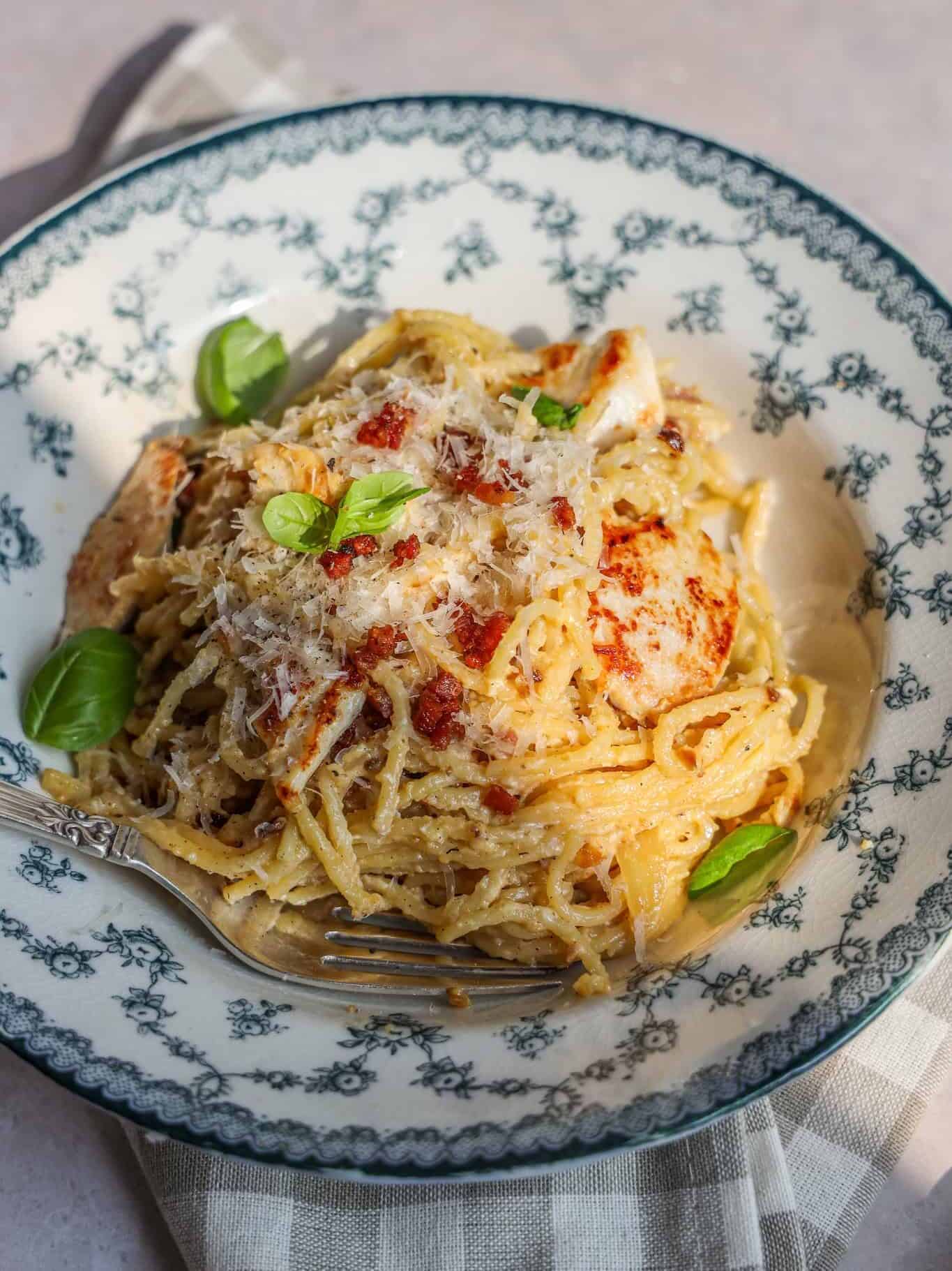 Spaghetti Carbonara med kylling