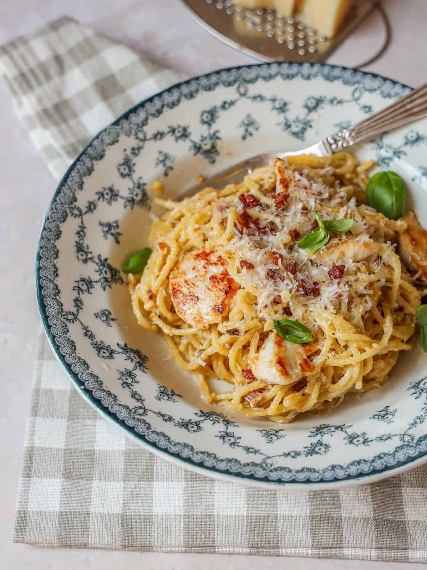 Spaghetti Carbonara med kylling