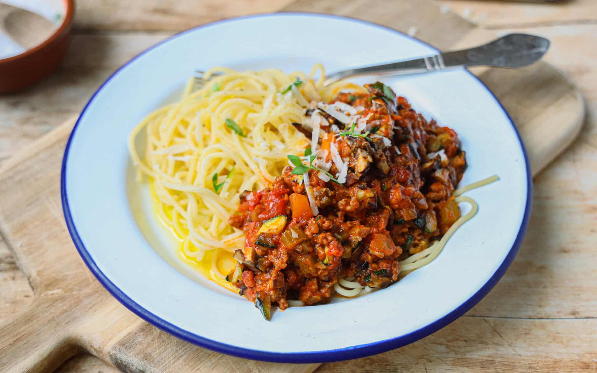 Spaghetti kødsovs med grøntsager