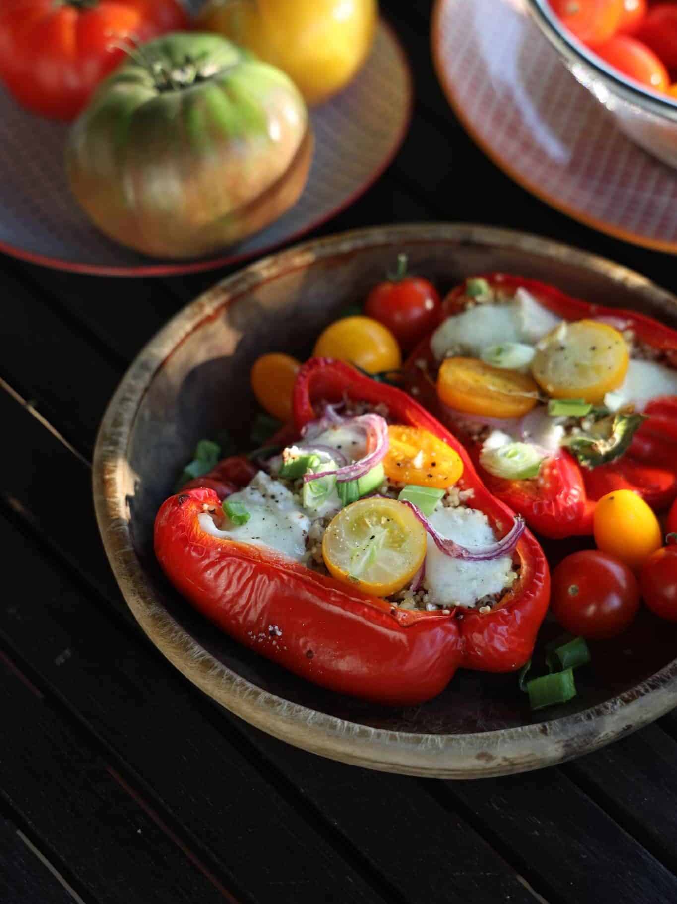 Fylte peberfrugter med quinoa og mozzarella 3