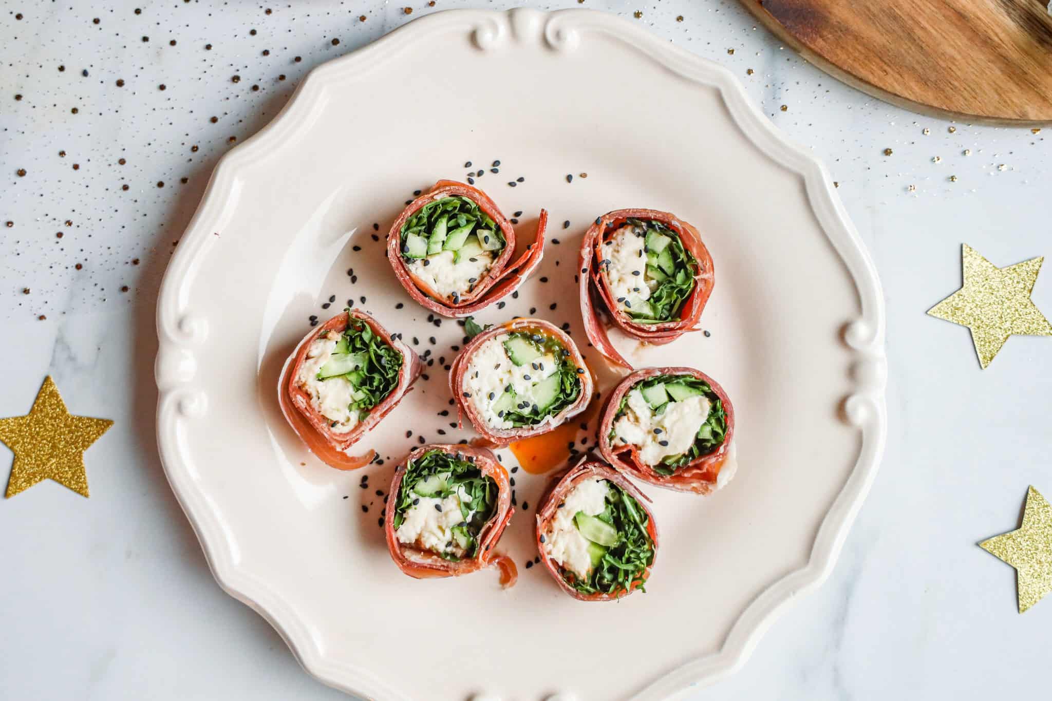 Parmaruller med rucola og mozzarella