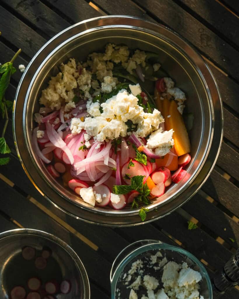 Melonsalat med agurk, radiser og mynte_01