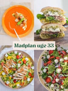 Madplan med indkøbsliste til uge 33 - nem hverdagsmad