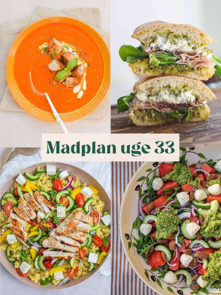 Madplan med indkøbsliste til uge 33 - nem hverdagsmad