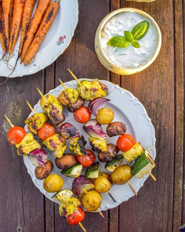 Grillspyd med nye kartofler