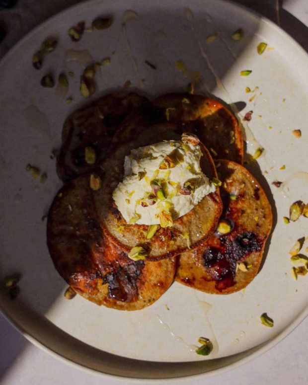 bananpandekager med blåbær