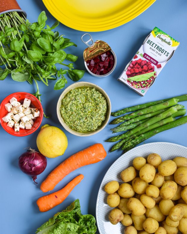 Kartoffelsalat med hjemmelavet pesto