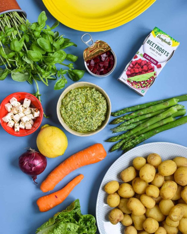 Kartoffelsalat med hjemmelavet pesto