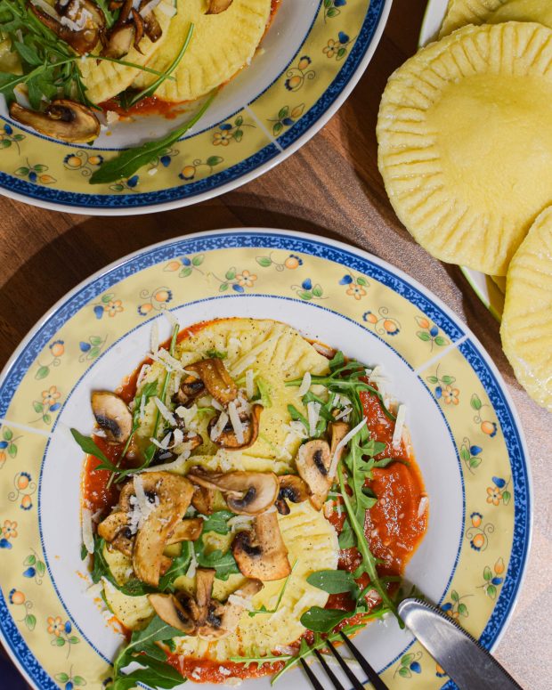 Hjemmelavet ravioli med spinat og ricotta