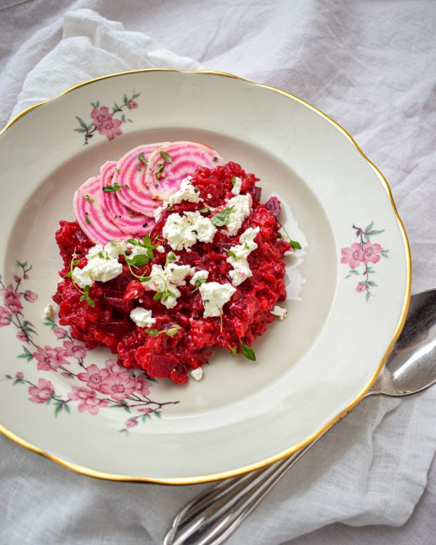 farverig risotto med rødbede