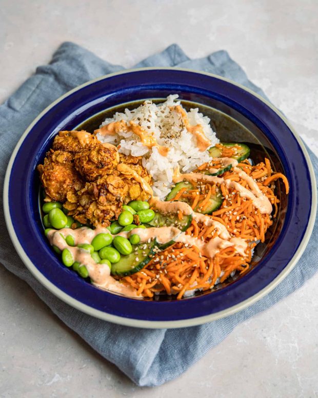 Buddha bowl med crispy chicken